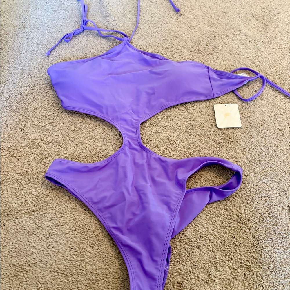 Fabletics Purple womens Cutout One-Piece Swimsuit